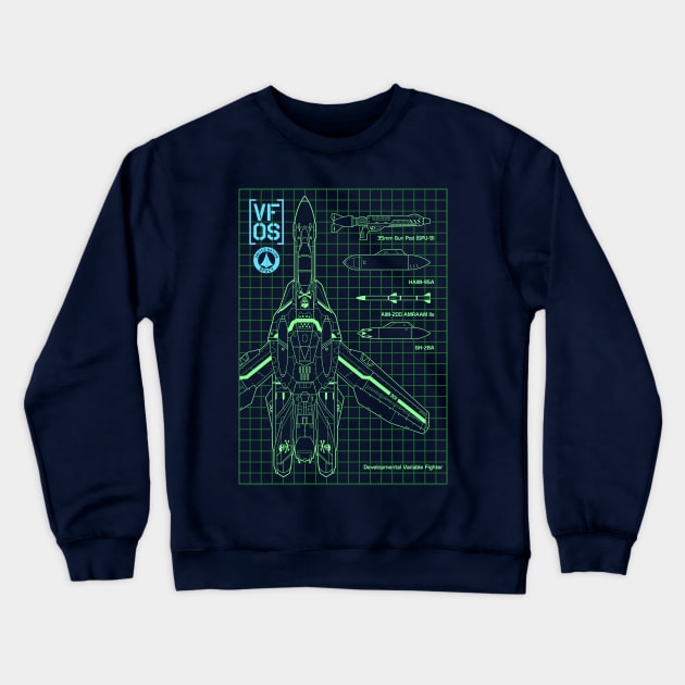 Macross VF0S Blueprint Crewneck Sweatshirt by don_kuma